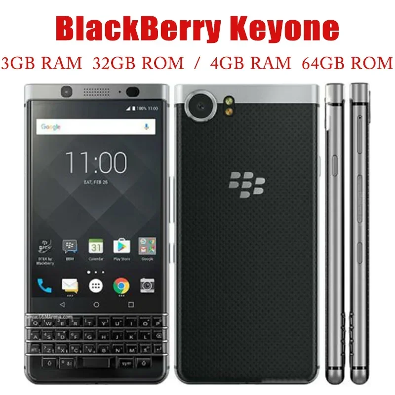 Original Unlocked BlackBerry Keyone Key1 Cell Phone 32/64GB ROM 3GB RAM Mobile Bar Phone 3MP Camera Smartphone Touch Screen WiFi