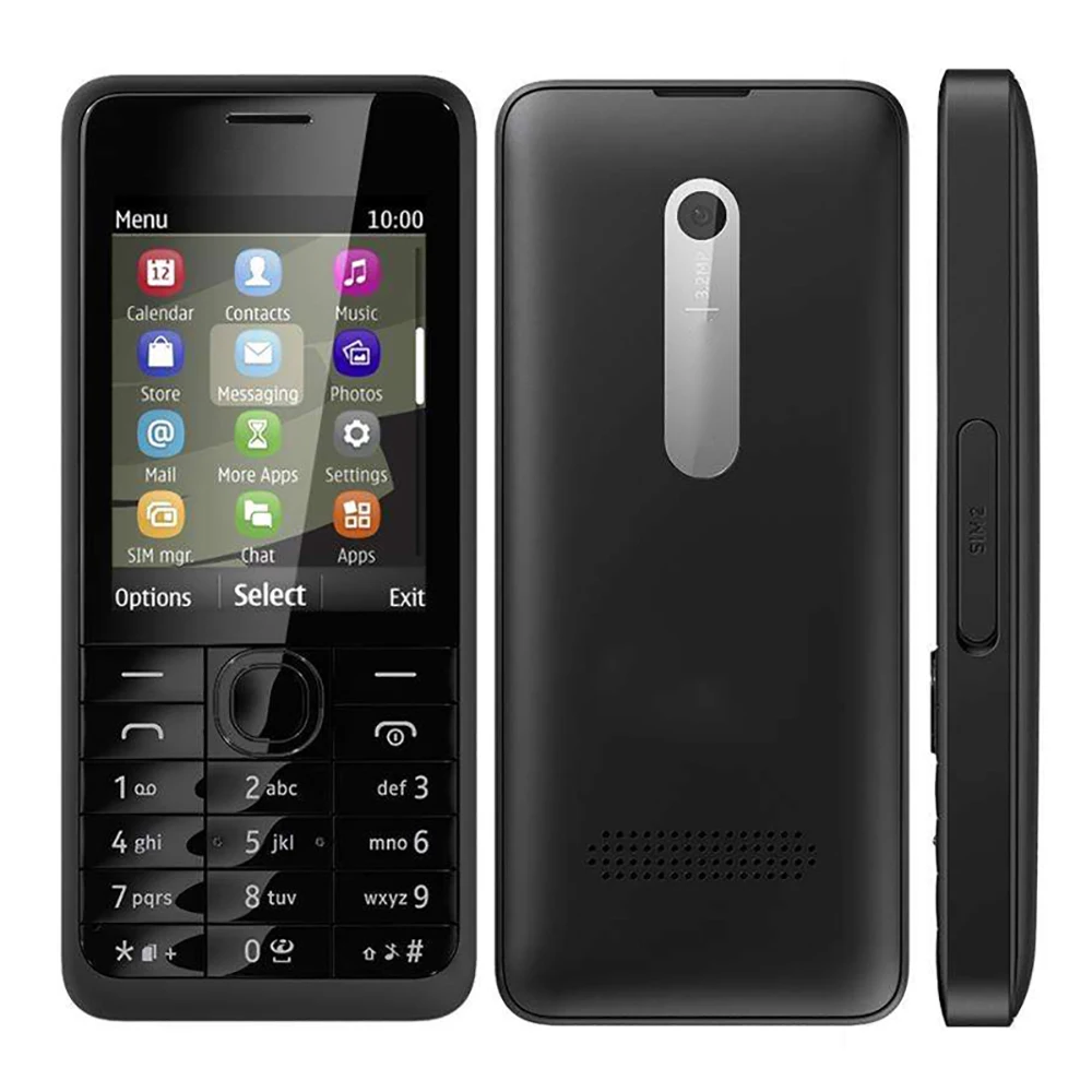 Original Used 301 Mobile Cell Phone 3MP Unlocked 3G 2G GSM 850/900/1800/1900 Single/Dual Sim Card. Made in Finland On 2013 Year