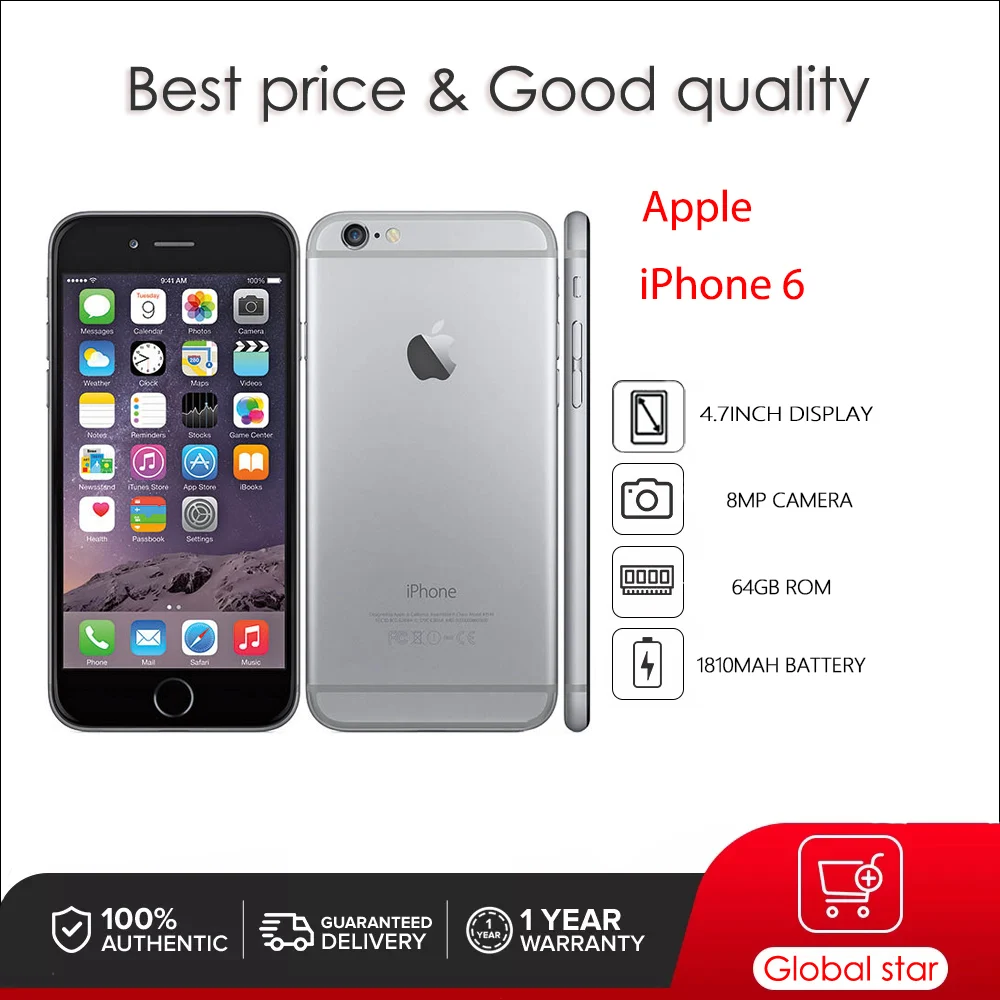 Original Used Apple iPhone 6 Dual-core 4.7” Display iOS 8 Mobile 16/32/64GB 8MP Camera NFC Fingerprint Smartphone