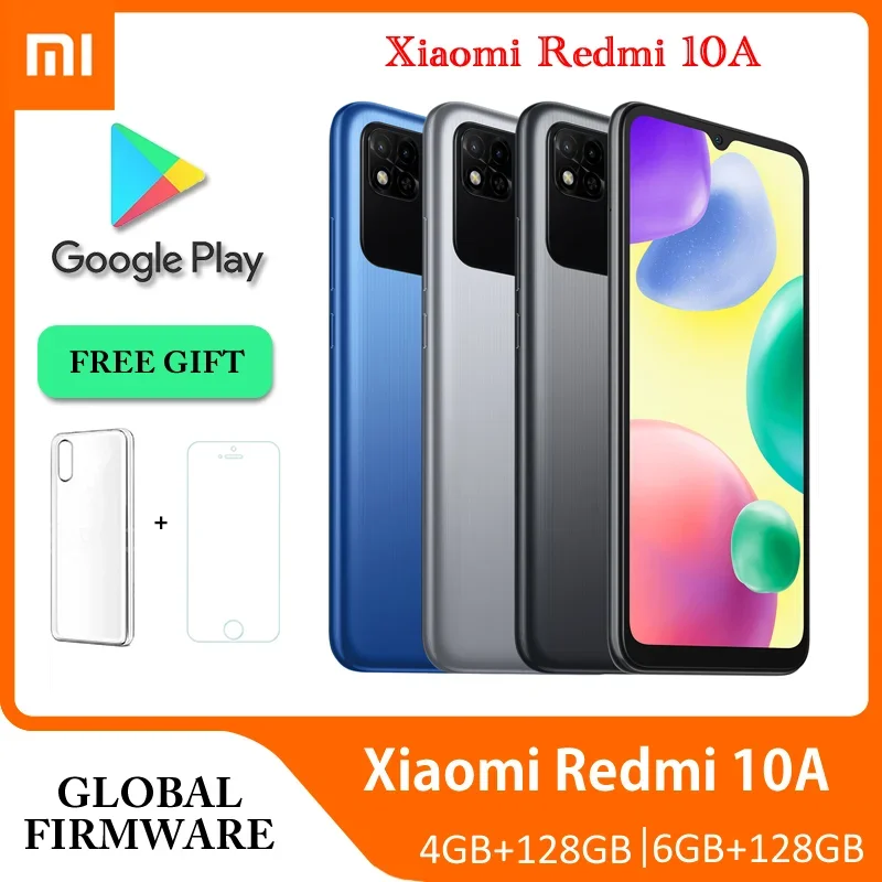 Original Xiaomi Redmi 10A Global Rom Smartphone 4+64GB 6.53′ HD Display Helio G25 Octa Core 13MP Fingerprint 5000mAh Smart Phone