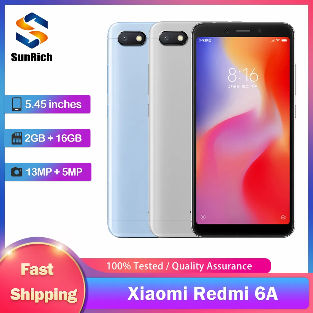 Original Xiaomi Redmi 6A 4G Mobile Phone Dual SIM 5.45” 2GB RAM+16GB 3GB+32GB 13MP+5MP MT6761 Quad-Core Android SmartPhone