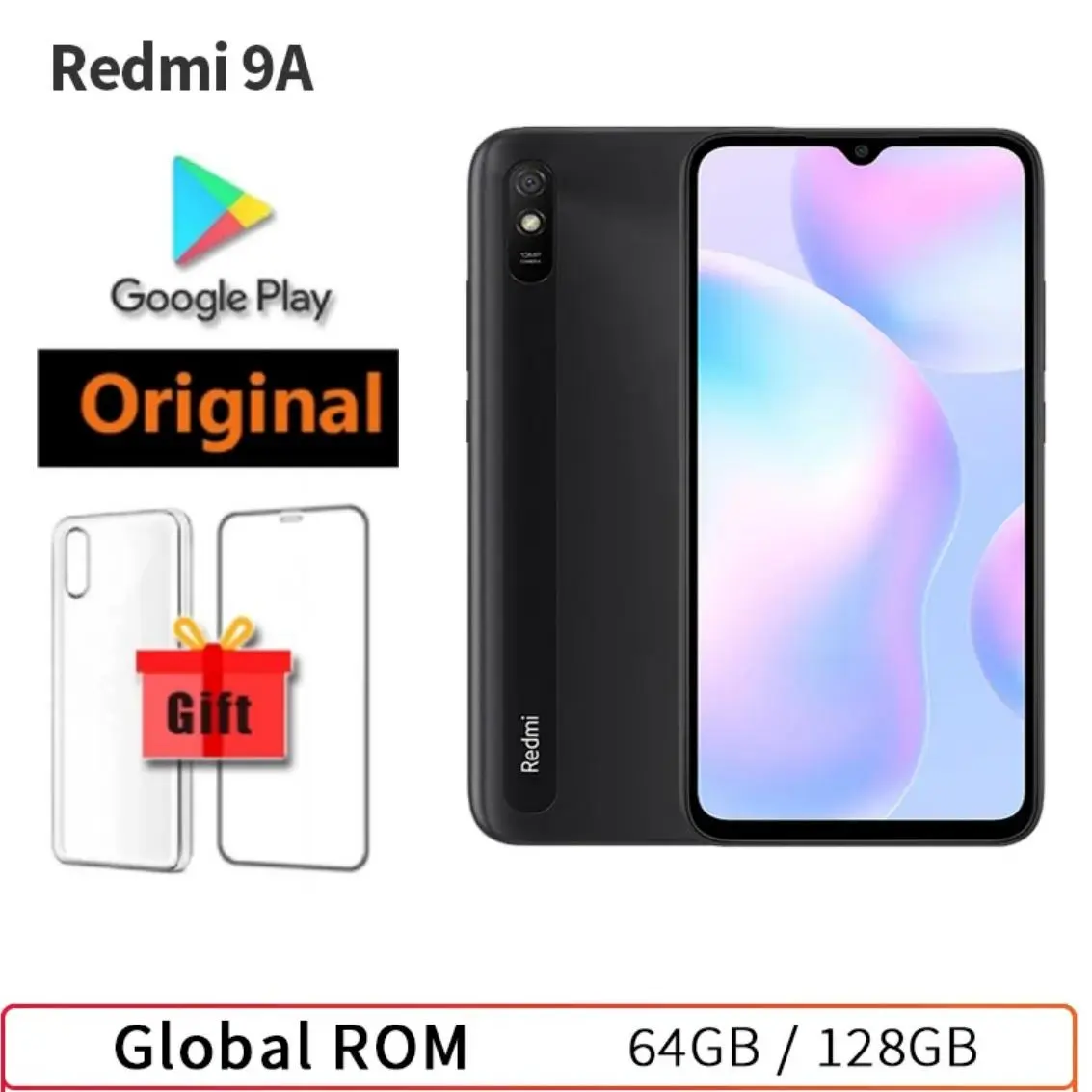 Original Xiaomi Redmi 9A Global Firmware Smartphone 4GB+64GB/128GB Unlocked Xiaomi Smart Phone Free Case Glass Film Cellular