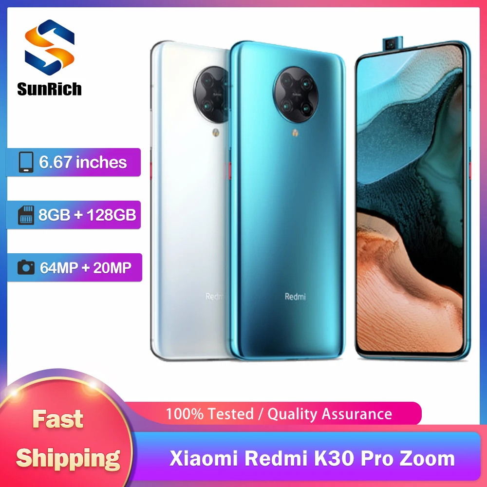 Original Xiaomi Redmi K30 Pro Zoom 5G Mobile Phone Dual SIM Card NFC 6.67” 8GB RAM 128/256GB ROM 64MP+20MP Octa-Core SmartPhone