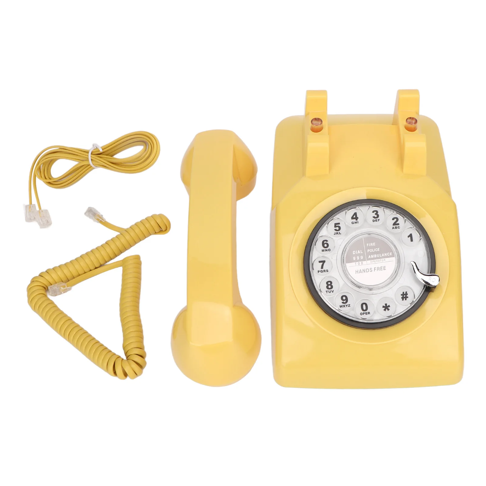 Retro Rotary Dial Telephone Landline Desk Phone Multipurpose Yellow for Office