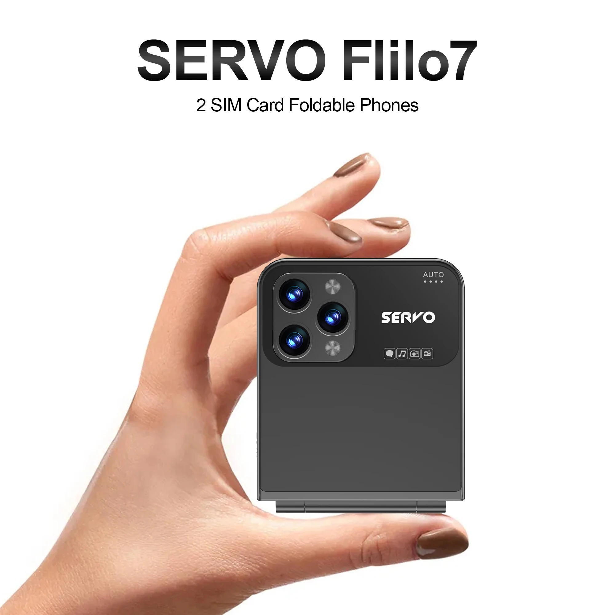 SERVO Flilo7 Four SIM Flip Mobile Phone 2.6” Screen Auto Call Record Speed Dial Magic Voice Blacklist FM Type-C Foldable Phones