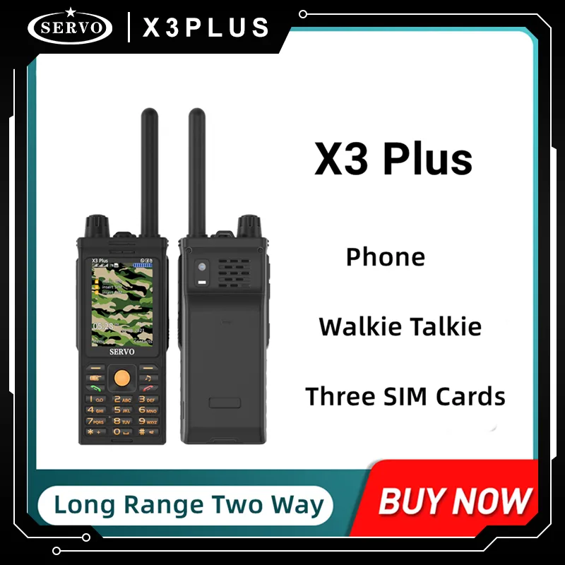 SERVO X3 PLUS Mobile Phone with Walkie Talkie 2.4inch 3 SIM Cards FM Radio UHF Band 400 MH – 470 MHZ 4000mAh Original Cell phone