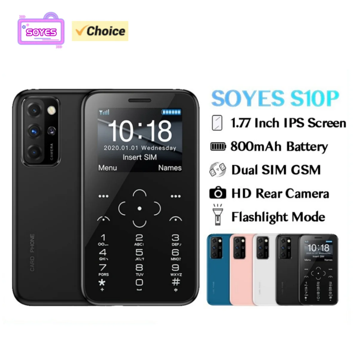 SOYES S10P Mini Card New Arrivial Cellphone Ultra-thin 2G GSM 800mAh Small Portable Student Backup Keyboard Mobile Phone