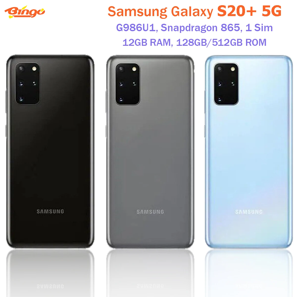 Samsung Galaxy S20+ 5G G986U1 128GB/512GB Unlocked Original Mobile Phone Snapdragon865 Octa Core 6.7\