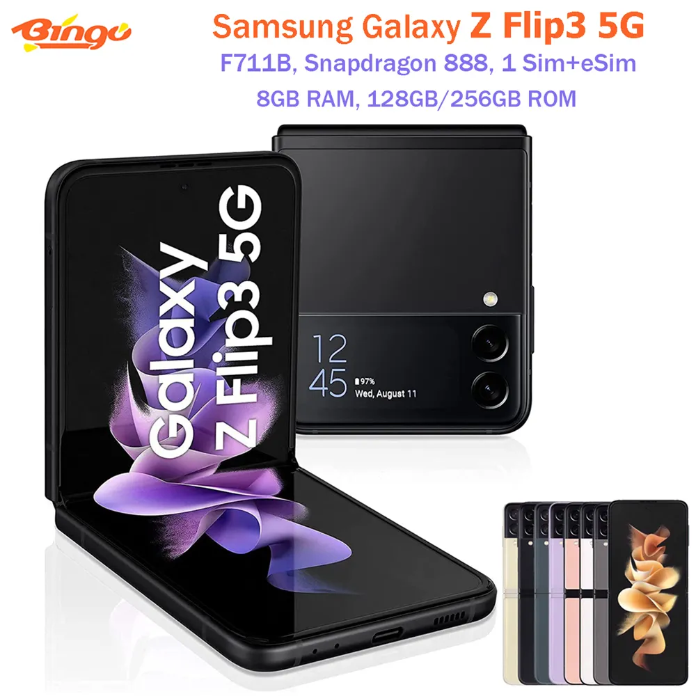 Samsung Galaxy Z Flip3 5G F711B 128GB/256GB Flod Android Mobile Phone Snapdragon 888 Octa Core 6.7\