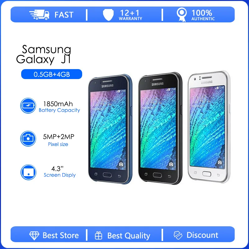 Samsung  J1 Refurbished-Original Samsung Galaxy J1 J100 cell phone Android 4GB ROM Wifi GPS Quad Core 4.3\