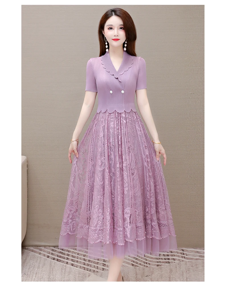 Sanzhai Pleated Dress 2023 Autumn/Winter New Printed Suit Collar Long Sleeve Loose Large Waist Slim Knee Length Dress Robe