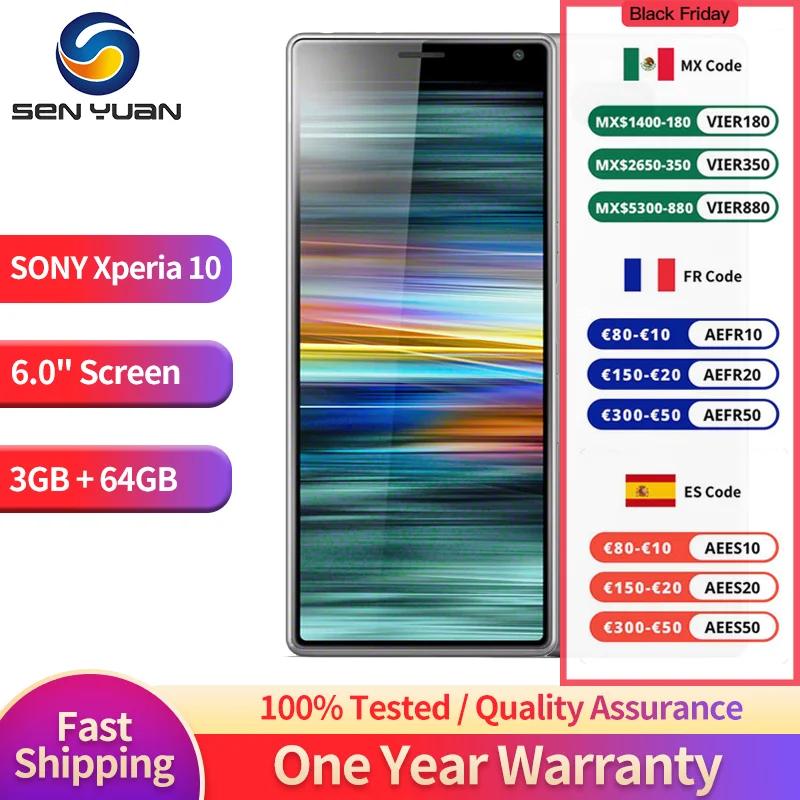 Sony Xperia 10 I3113 I4113 4G LTE Mobile Phone 6.0” XA3 3GB RAM 64GB ROM 13MP+5MP Camera CellPhone Octa Core Android SmartPhone