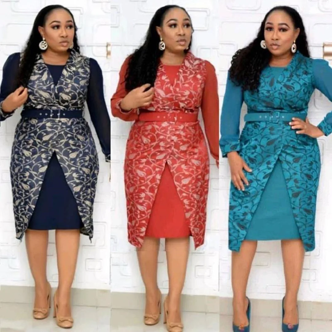 Summer sexy african women v-neck printing polyester plus size knee-length dress suit XL-5XL