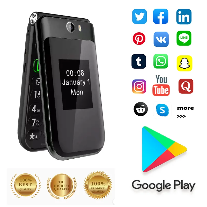 The Best Phone Q3 Google Play Available New Model Android Flip Smartphone Supports 3+32GB Free Shipping