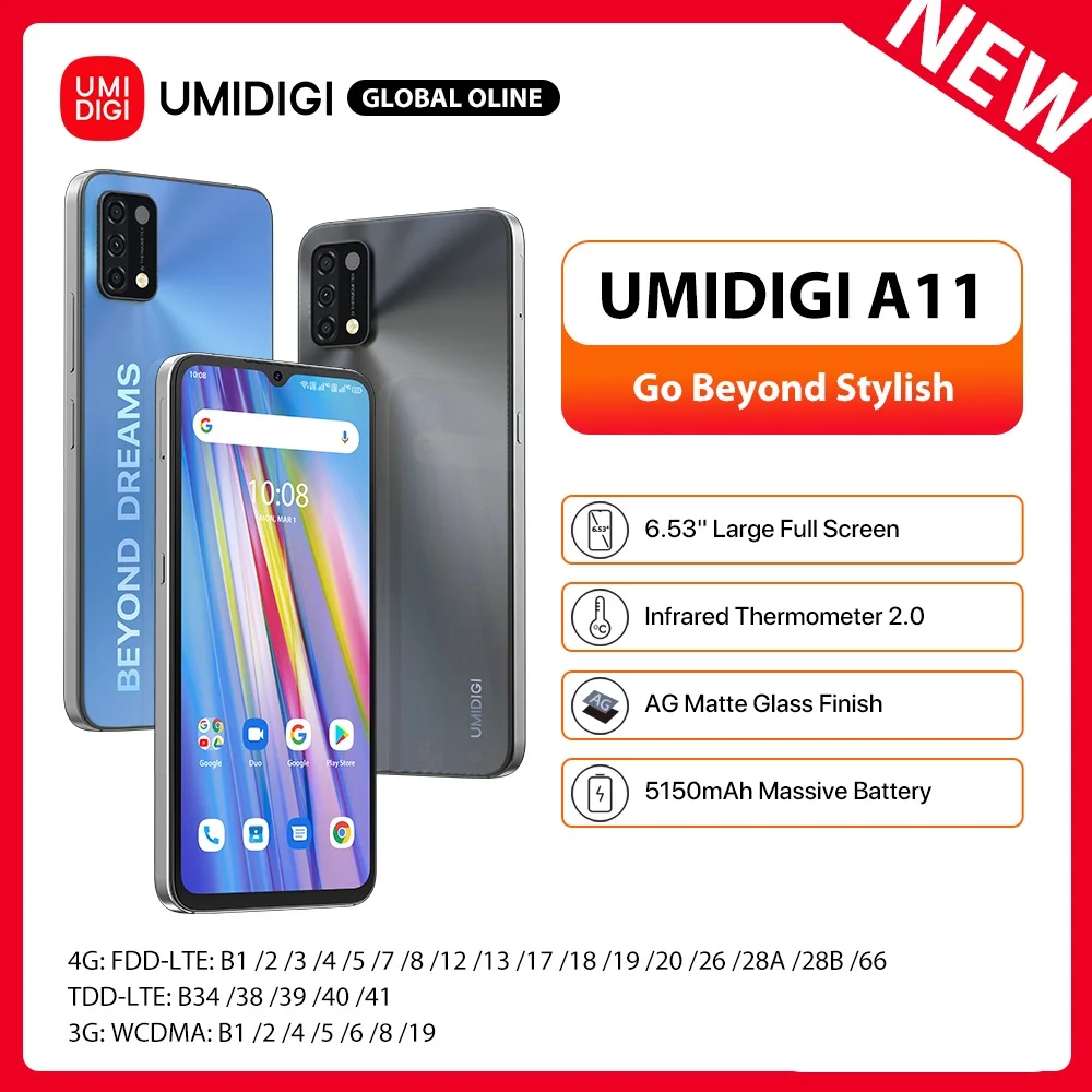 UMIDIGI A11 Android 11 Global Version Smartphone 128GB 64GB Helio G25 6.53\