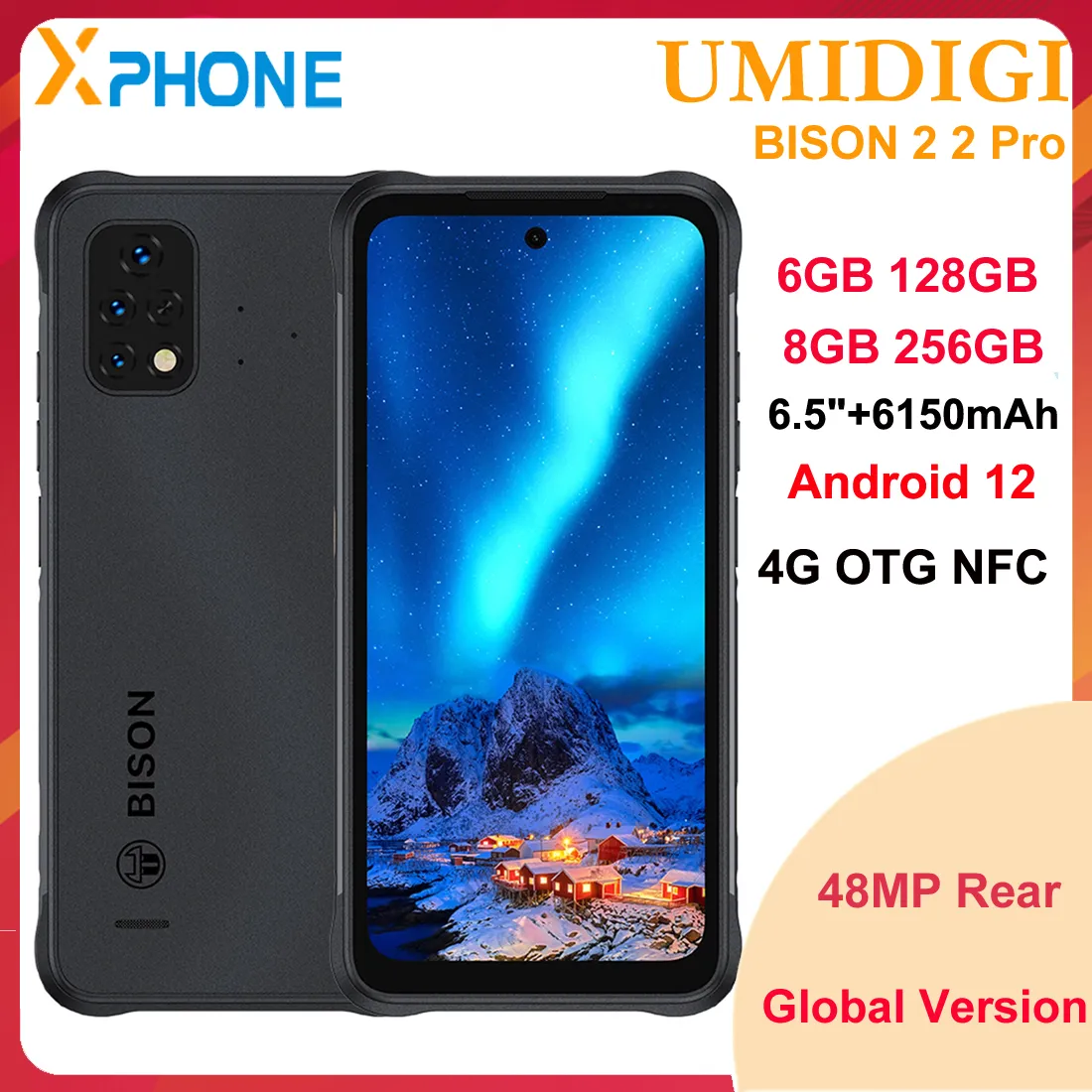 UMIDIGI BISON 2 Global Version 4G Rugged Phone 6GB 128GB / Bison 2 Pro 8GB 256GB 6150mAh 6.5\