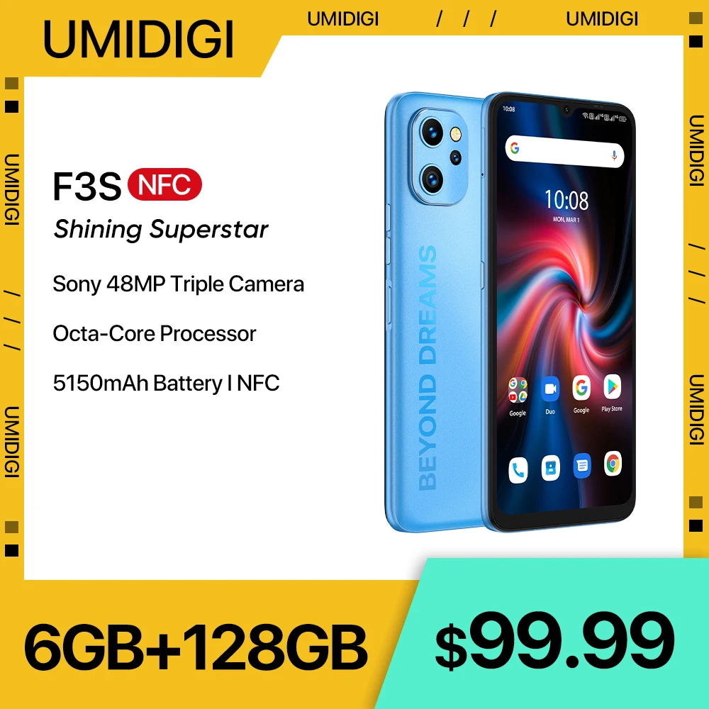 UMIDIGI F3S Smartphone Android 11 Global Version Unisoc T610 6GB 128GB 6.7\