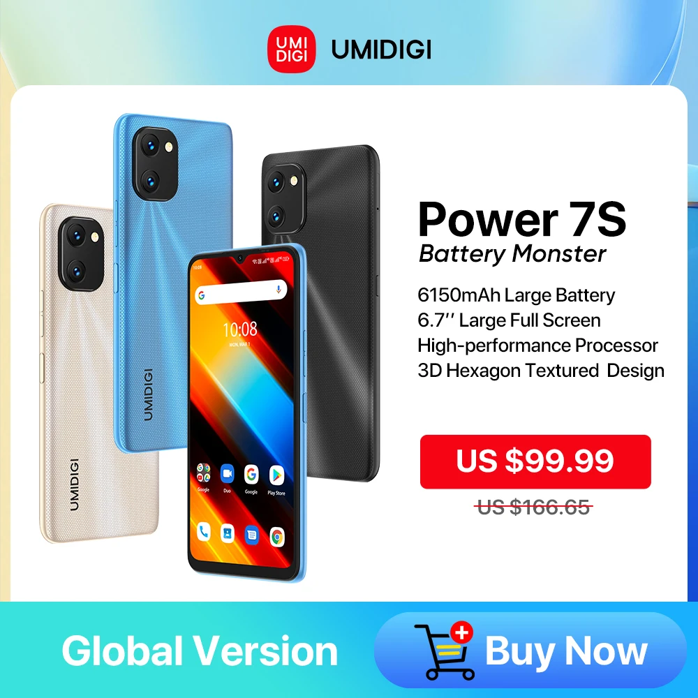 UMIDIGI Power 7S Android Smartphone Celular Unisoc T310 4GB 64GB 6.7\
