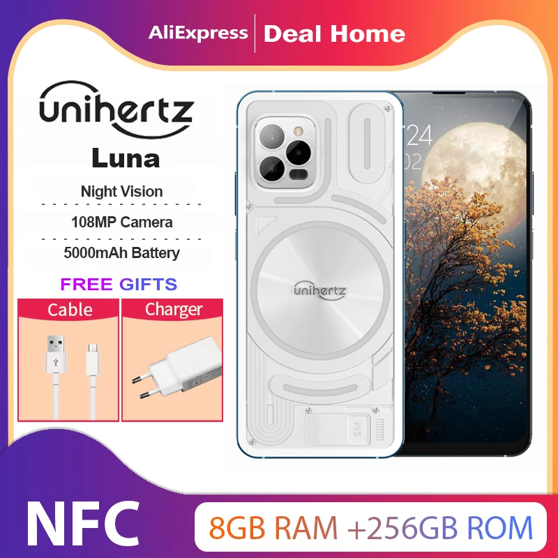 Unihertz Luna,8 Гб + 256 Гб,108MP Night Vision Camera,5000 мАч, Android 12, With Rhythm Ambient Light, глобальная версия