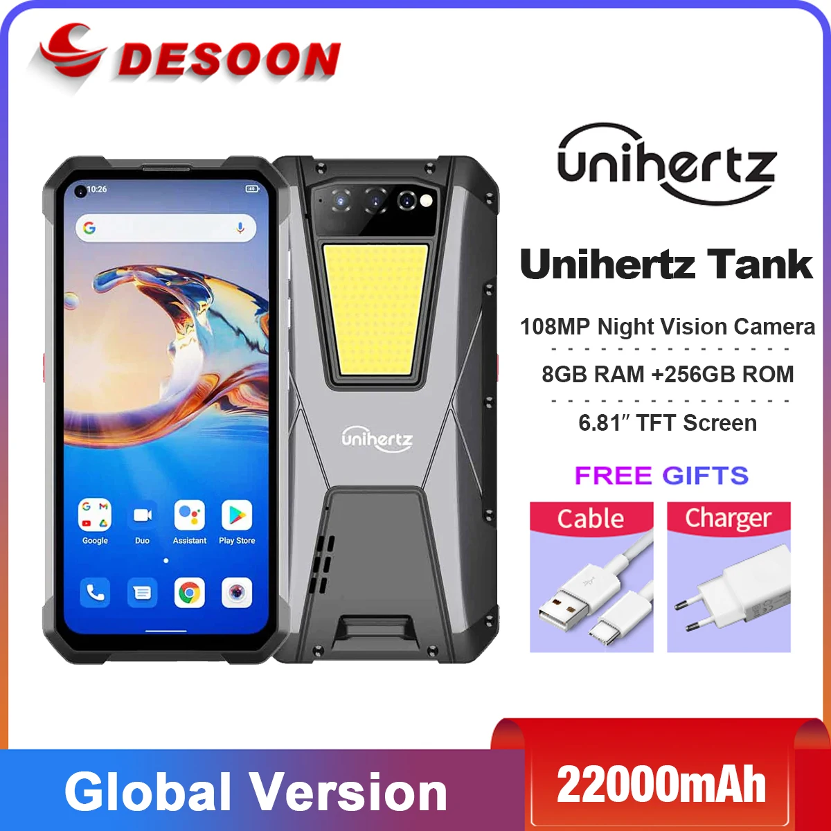 Unihertz TANK Rugged Smartphone 22000mAh 6.81\