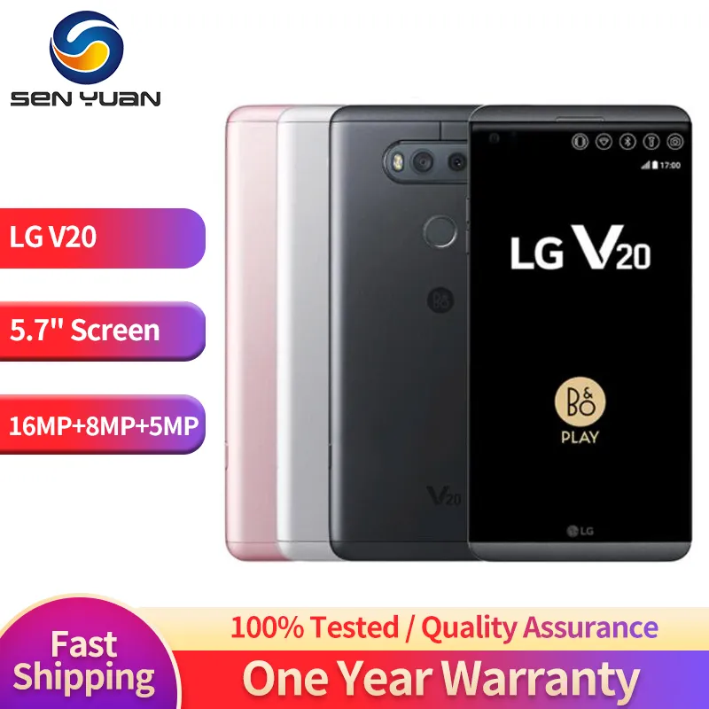 Unlocked Original LG V20 4G LTE Mobile Phone 4GB+64GB Android SmartPhone 5.7” QuadCore Snapdragon 820 16MP+8MP Camera CellPhone