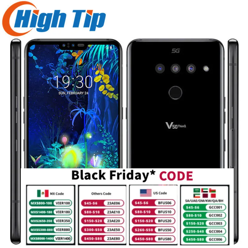 Unlocked Original LG V50 ThinQ 4G LTE 5G Cell Phone 6.4′ 6GB RAM 128GB ROM Dual Front Triple FingerprRear Camera Mobile Phone