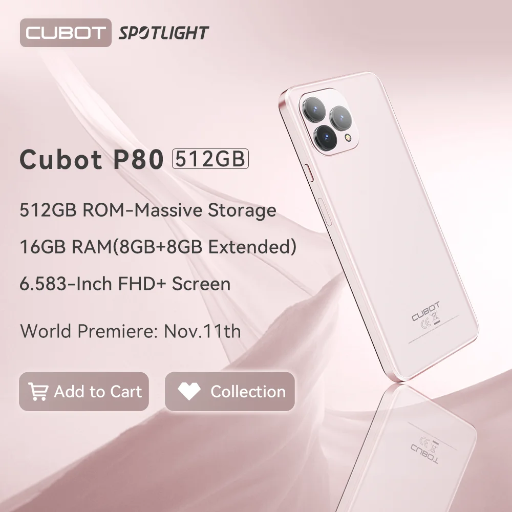 [World Premiere] Cubot P80 [512GB], 16GB RAM, Global Version Smartphone Android 13, 6.583\