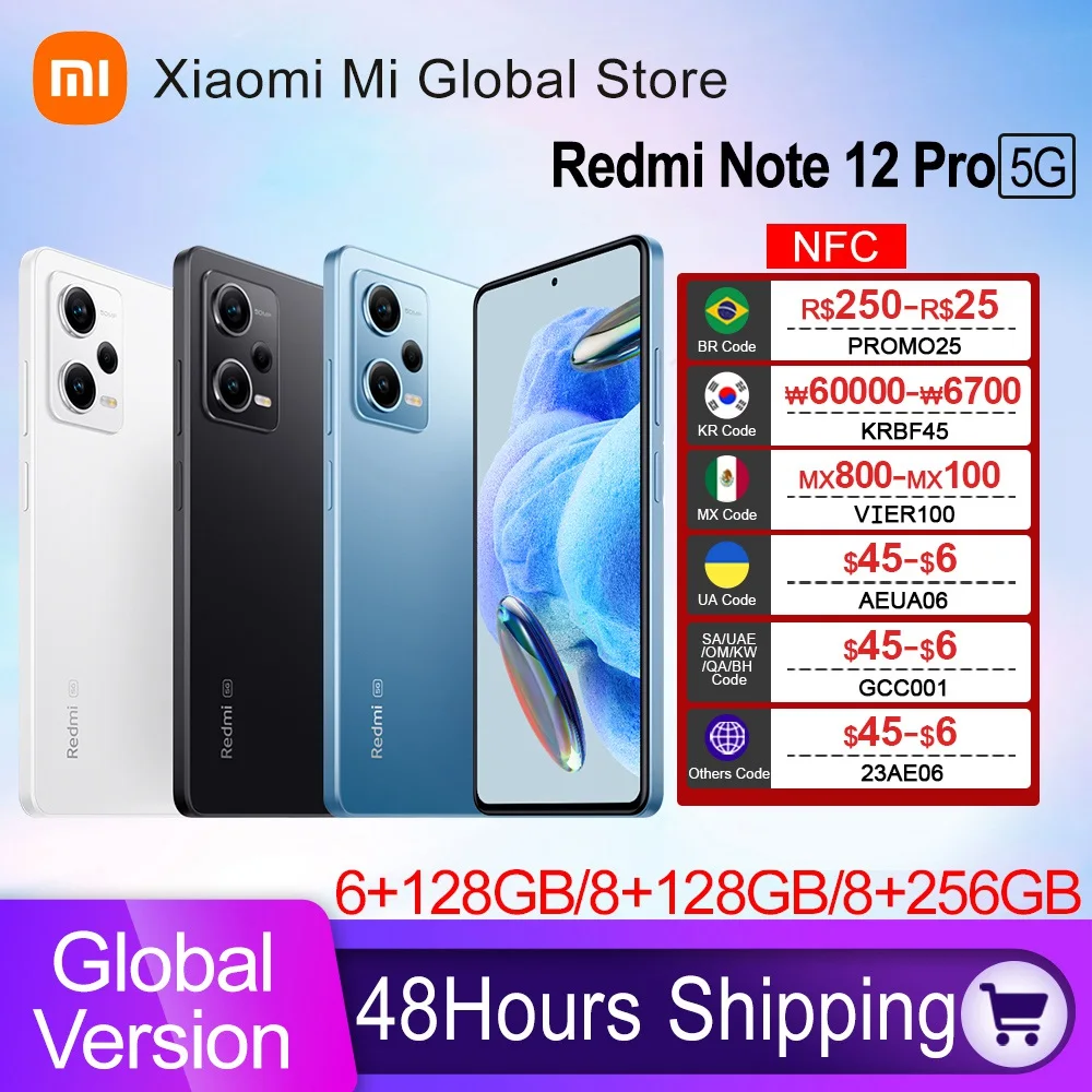 Xiaomi Redmi Note 12 Pro 5G Smartphone Global Version 128GB/256GB NFC AMOLED Display MTK Dimensity 1080 50MP Camera 67W Charger