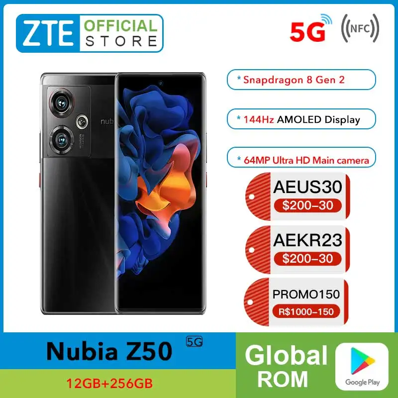 ZTE Nubia Z50 Snapdragon 8 Gen 2 6.67 Inches 144Hz AMOLED Display  64MP Main Camera  5000mAh  5G 12GB 256GB