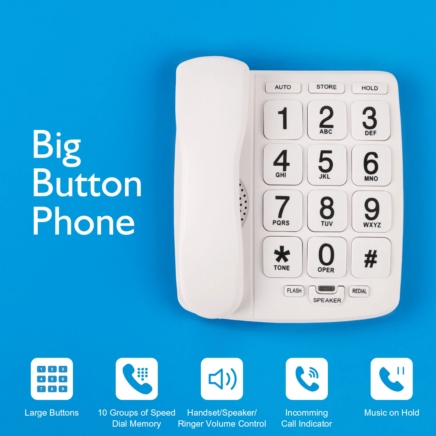 Big Button Telephone Big Button Landline Telephone, elderly phone Big Button Phone Wired Big Button Landline Phone