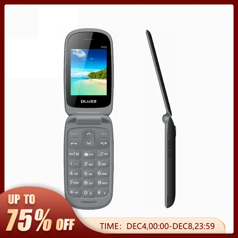 2.4 Inches Flip Open Wireless FM 1000 MAh with Camera Feature Senior Phone PLUZZ P523