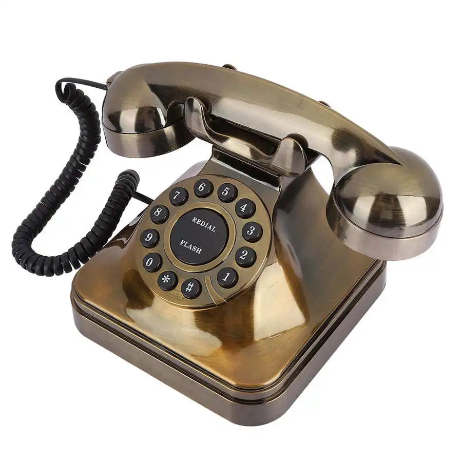 Antique Bronze Telephone Vintage Retro Landline Phone Desktop Caller Hotel Antique Telephone telefono