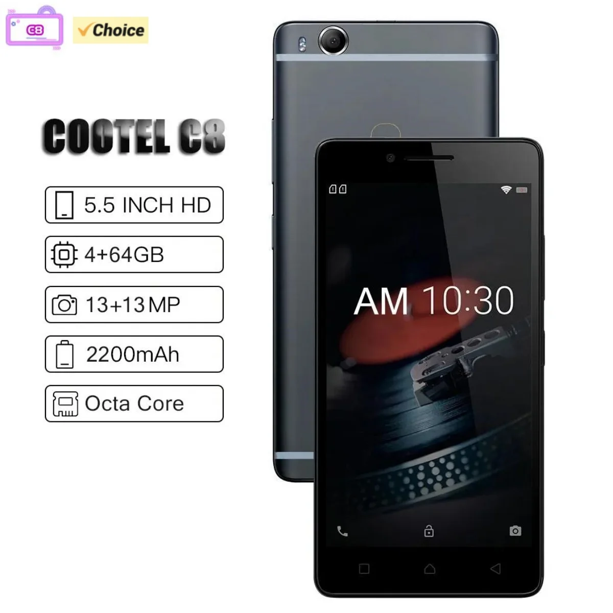 CooTel C8 Octa Core 5.5inches 4GB RAM 64GB ROM Smartphone CPU Qualcomm Cellphone 13MP Camera 4G LTE Mobile Phone