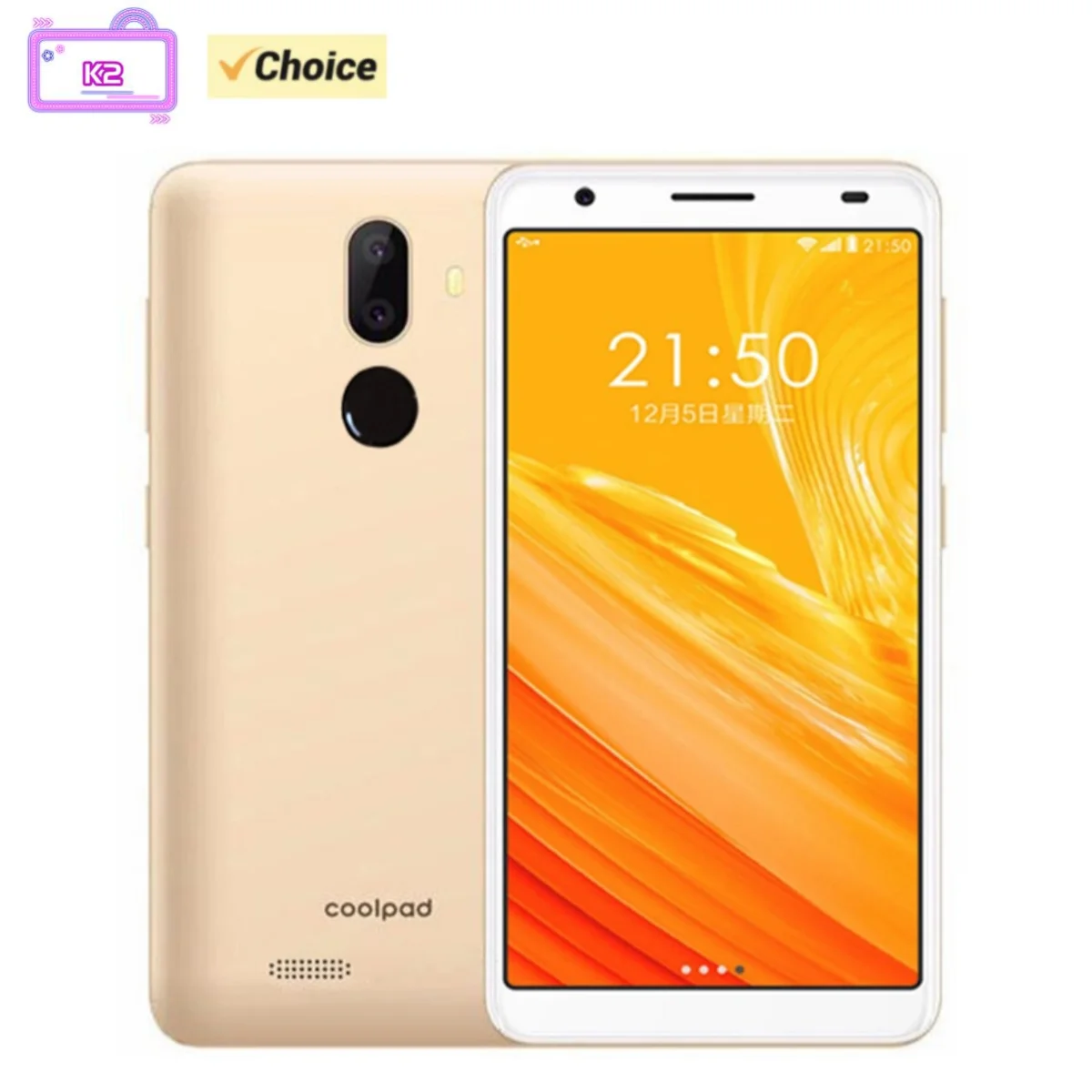 Coolpad K2 Quad Core 5.45” LTE 4G Smartphone 2GB RAM 16GB ROM 5MP/13MP Dual Camera With Fingerprint Android 7.0 Mobile Phone