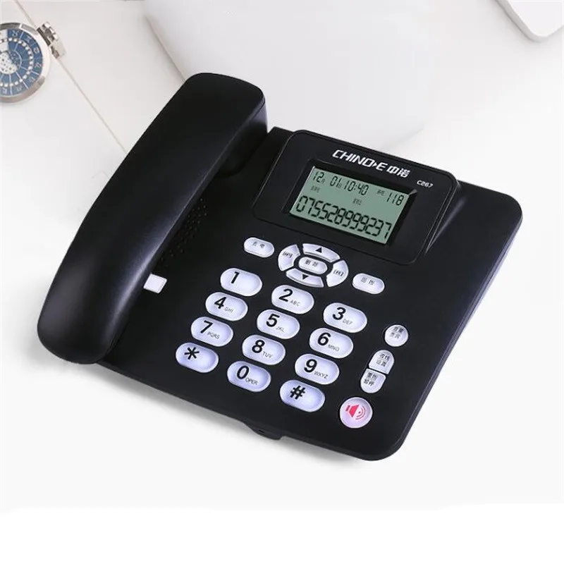 Desktop Corded Landline Phone Office Fixed Telephone Big Button for  Phone LCD Screen Display Mute/Redial/Hands Free Functions