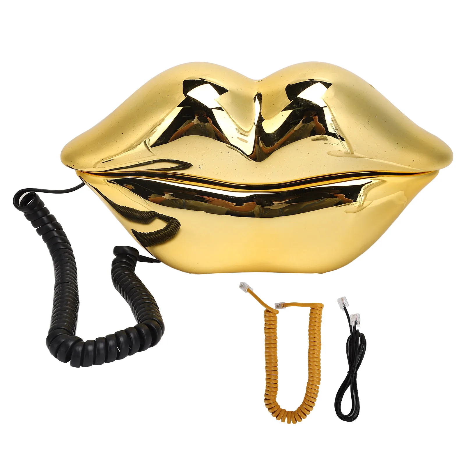 Electroplating Golden Lip Shape Telephone with Telephone Line for Home Office Hotel