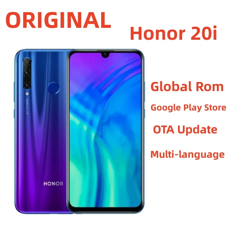 Global Rom Honor 20i Smartphone 6.21inch 3400mAh Hisilicon Kirin 710 24MP Camera Google Play Cellphone