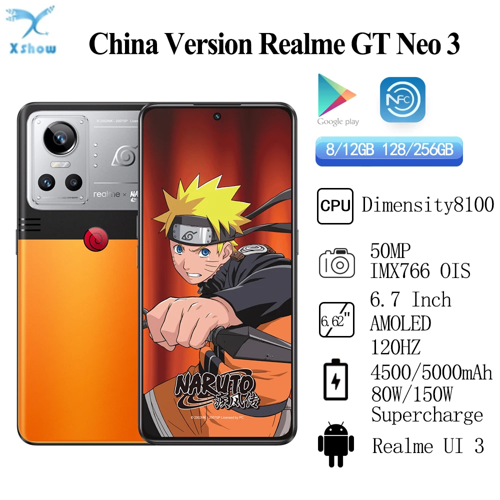 Global Rom New Realme GT Neo 3  Dimensity 8100 150W 80W Super Charge 4500 5000mAh  50MP IMX766 OIS 6.7Inch AMOLED