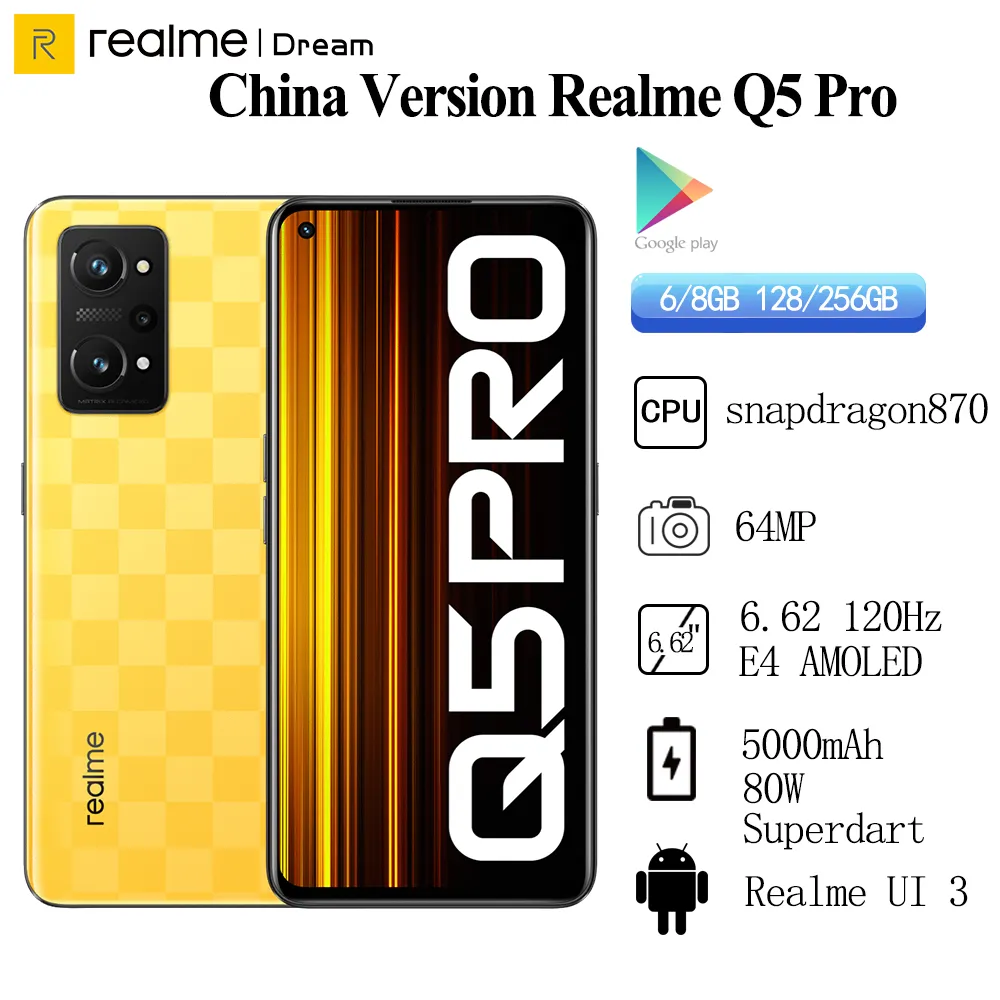 Global Rom Realme Q5 Pro(GT Neo 3T) 5G Snapdragon870 6.62” 120Hz AMOLED E4 Screen 64MP Main Camera 5000mAh 80W OTA