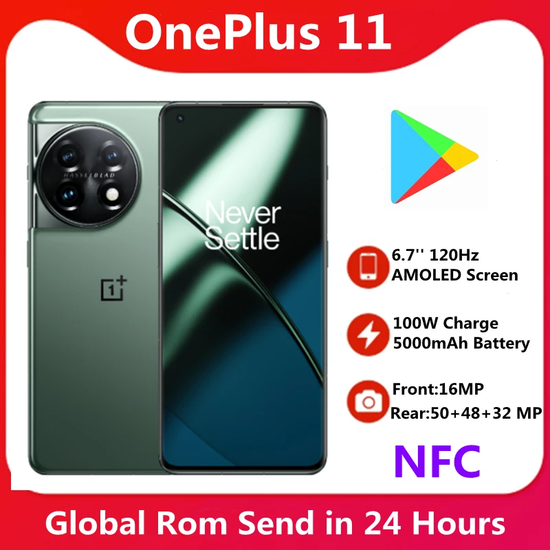 Global Rom Unlocked OnePlus 11 5G Snapdragon8 Gen2 50MP IMX890 OIS 6.7Inch 2K 120Hz AMOLED 5000mAh 100W SuperVooc