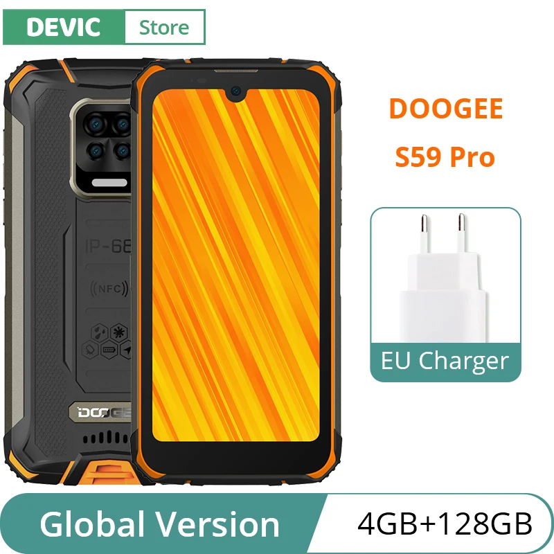 Global Version DOOGEE S59 Pro Smartphone 2W Loud Volume Speaker 10050mAh Super Battery 16MP Quad Camera Helio P22 Octa Core 5.71