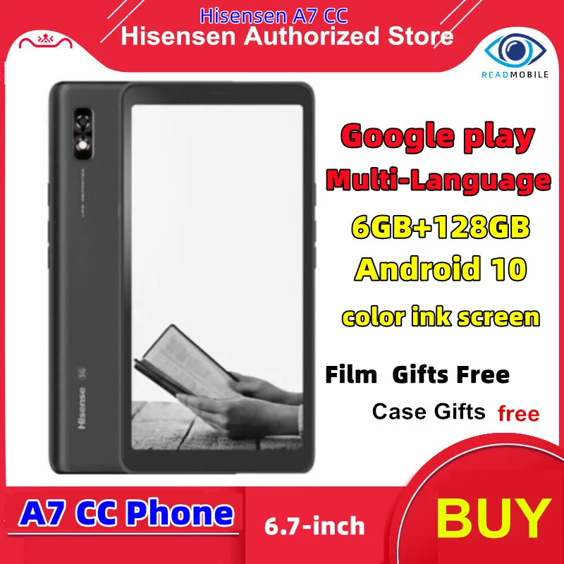 Google Play Hisense A7 CC Multi-Language 6.7 Inch Color Ink Screen Eink Display E-Reader 6GB+128GB Full Internet 5G Phone