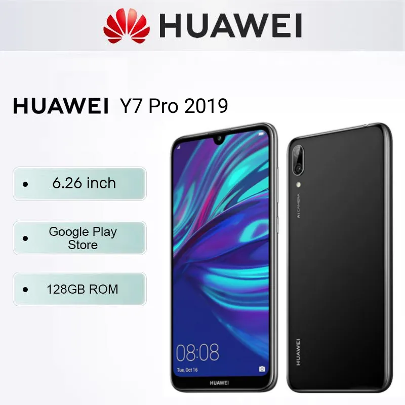 HUAWEI Y7 Pro 2019 Smartphone Android Google Play Store 6.26 inch Cell phone 13+16MP 32GB/64GB/128GB ROM Mobile phones 4G