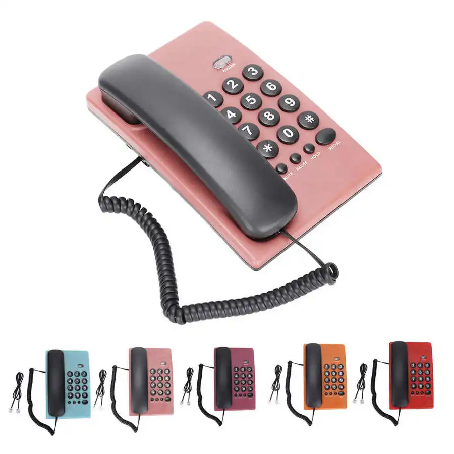 Home Landline Phone Wired Phones Desktop Corded Fixed Phone for Home Office Hotel Telephone Support Pause Mute Redial Function