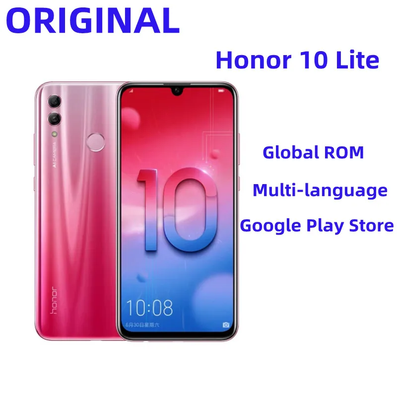 Honor 10 Lite Mobile Phone Android 9 6.21inch HiSilicon Kirin 710 Octa Core 24MP Camera Google Play Smartphone