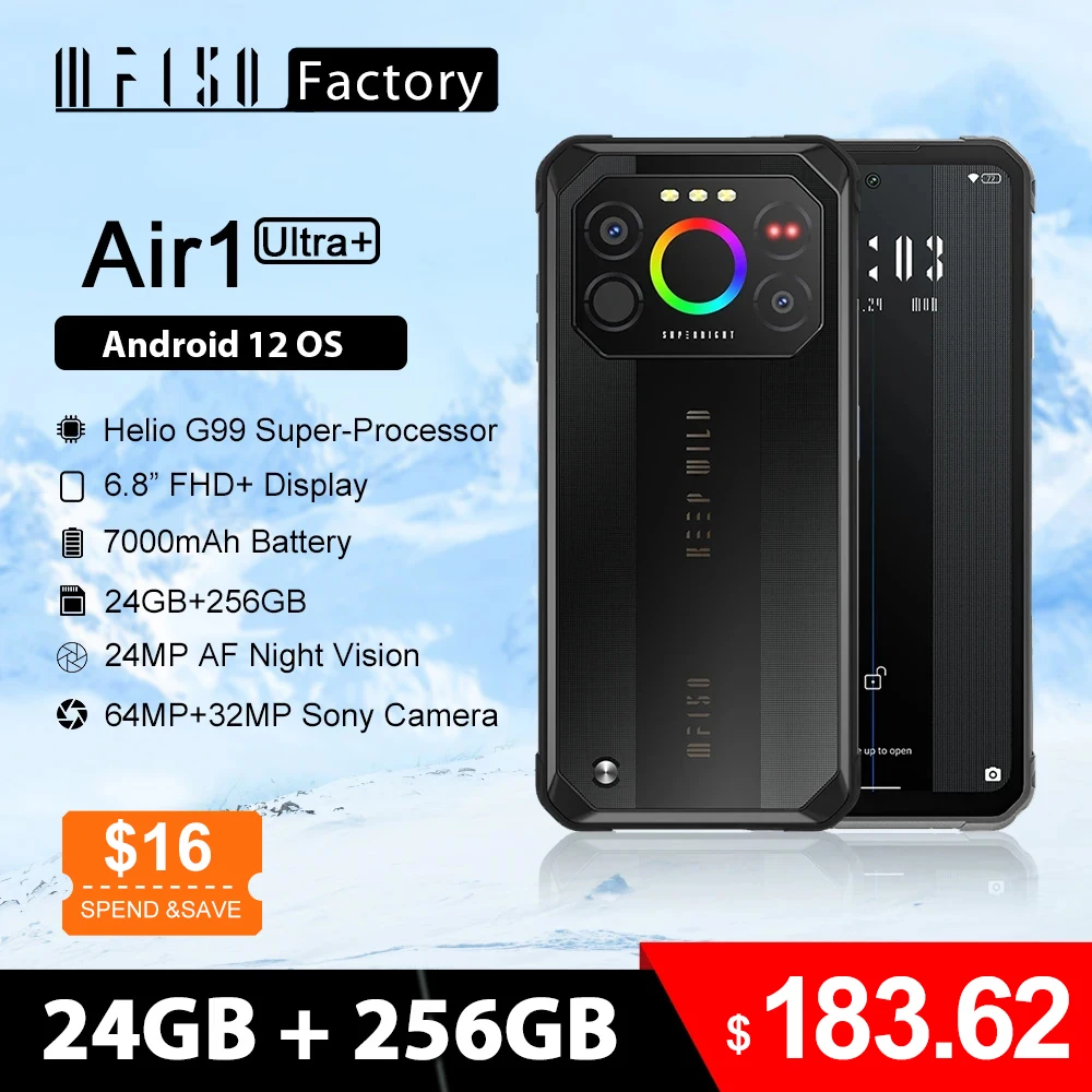 IIIF150 Air1 Ultra+ 12GB 256GB Rugged Smartphone G99 Processor 30W Fast Charge 7000mAh 6.8 Inch 120Hz Ultra-thin Cellphones