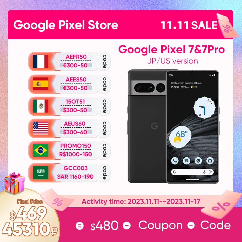 In Stock Google Pixel 7&7 Pro 5G 8GB RAM 128 256GB ROM 6.3\