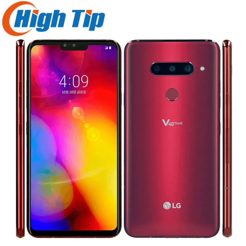 LG V40 ThinQ Original 4G LTE V405UA V405EBW Mobile Phone 6.4” 6GB RAM 64GB/128GB ROM 16MP Single/Dual SIM FingerprintCellPhone