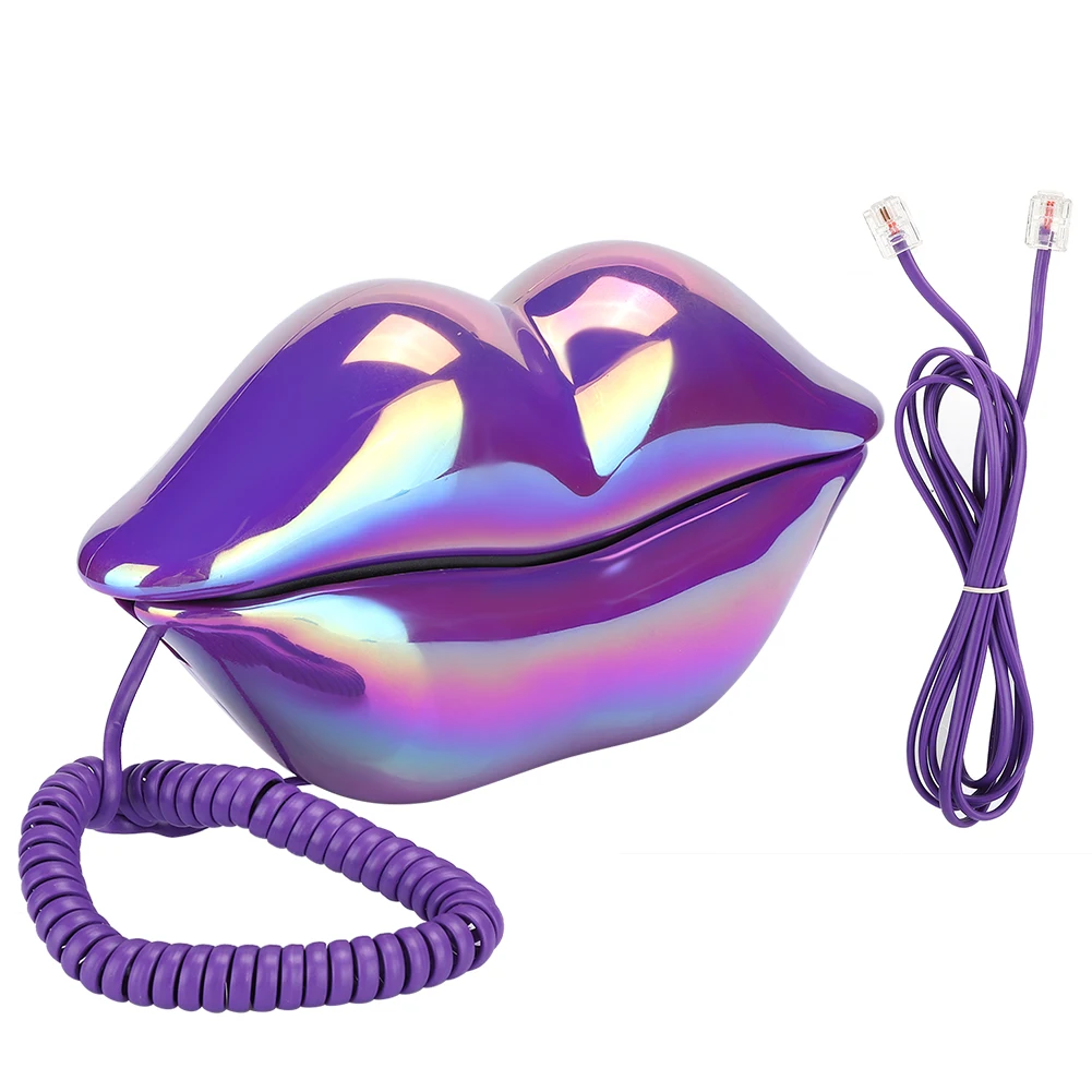 Lips Telephone Electroplate Desktop Landline Phone for Home Office Hotel Decoration Lip Shaped Phones Mouth Telephone mini phone