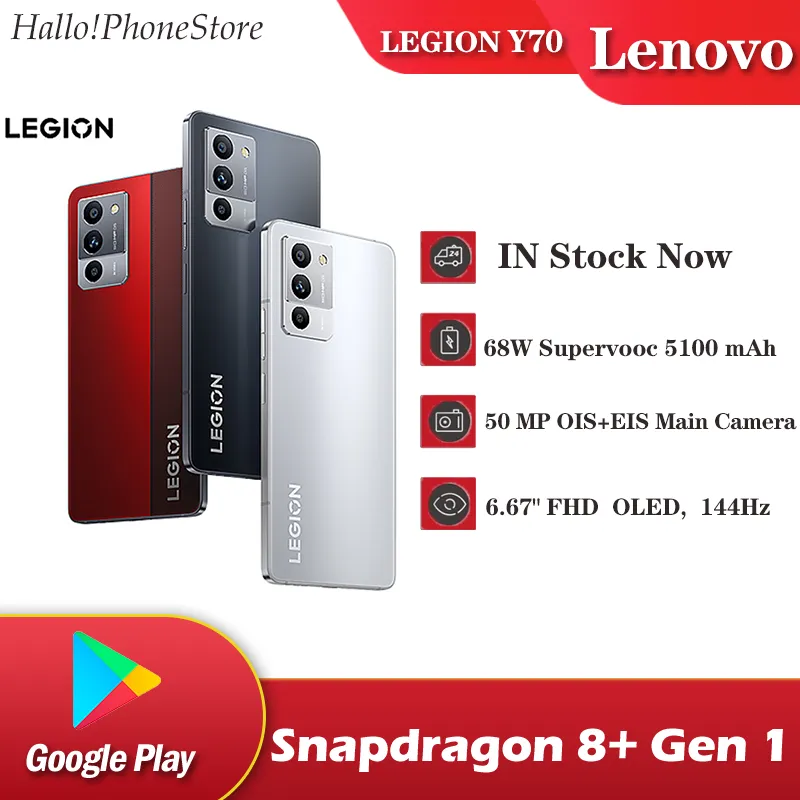 NEW Lenovo Legion Y70 5G Snapdraon 8+ Gen 1 6.67 OLED 7.99mm 144Hz Screen NFC  5100mAh Battery 50MP Main Camera Gaming Phones